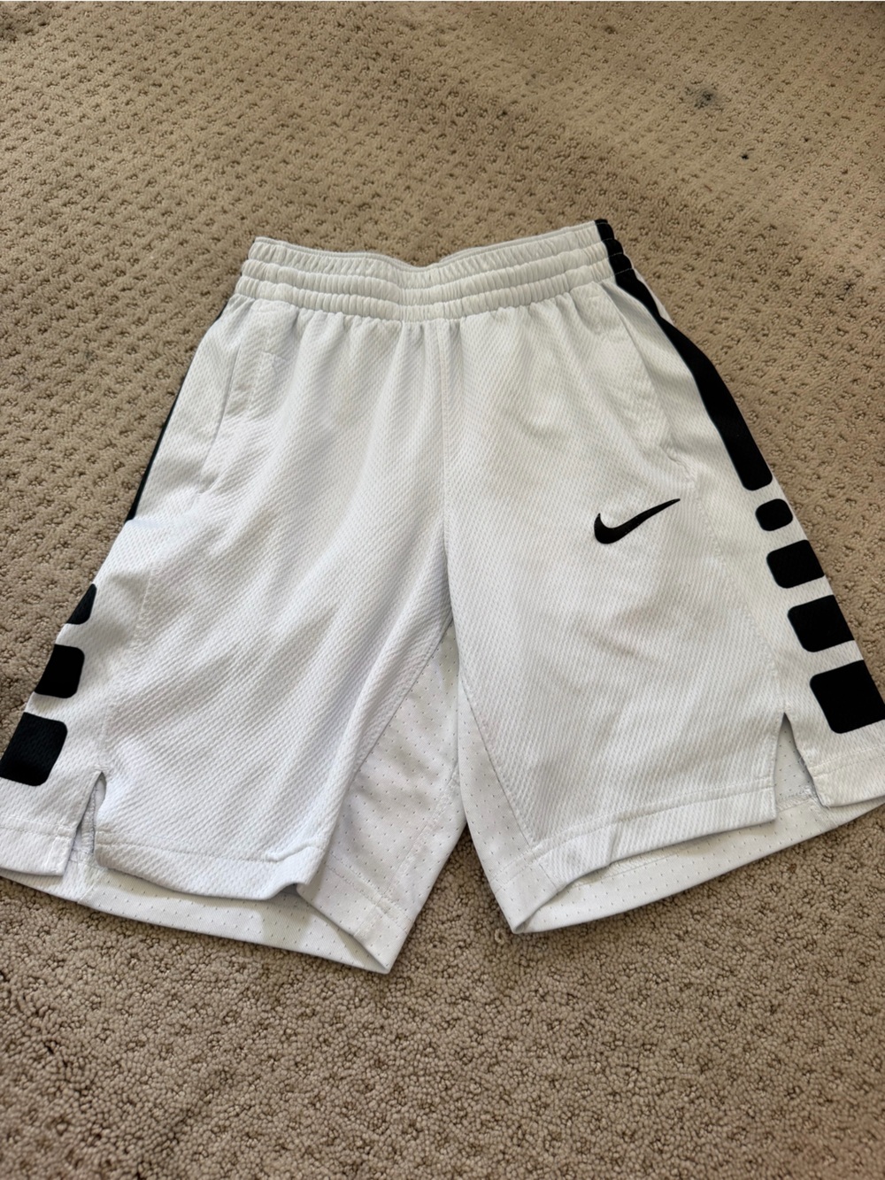 Nike White Kids' Athletic Sweatshorts with Black Accents